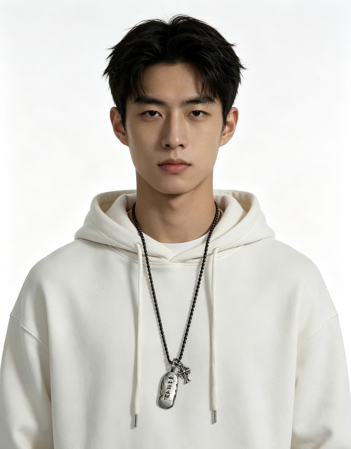 Chrome Hearts Silver 'Buddha' Charm Necklace with Black Beads